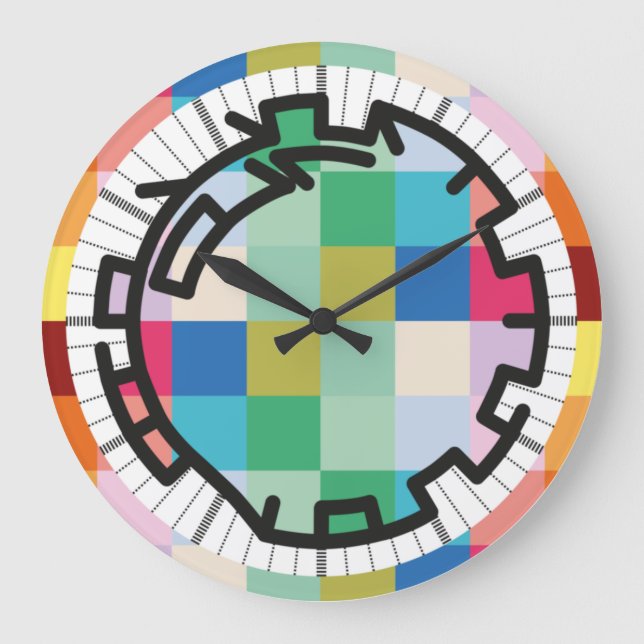 PIXELAT chained numbers by Masanser Large Clock (Front)
