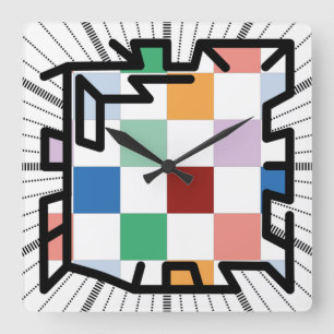 PIXELAT chained numbers by Masanser Square Wall Clock