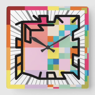 PIXELAT chained numbers by Masanser Square Wall Clock