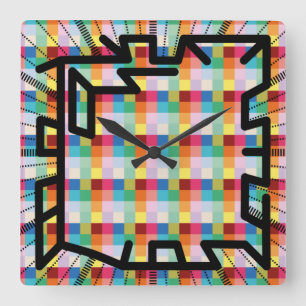 PIXELAT chained numbers by Masanser Square Wall Clock