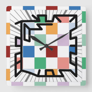 PIXELAT chained numbers by Masanser Square Wall Clock