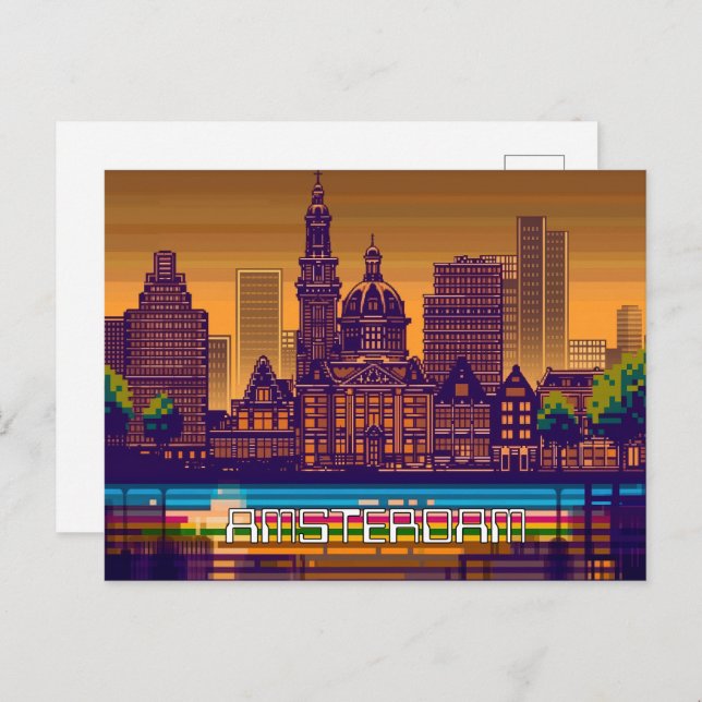 Pixelated 2D Game Art Amsterdam Postcard (Front/Back)