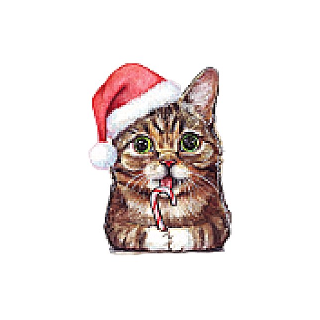 Pixelated Cat Cute Christmas Cat Santa Hat T-Shirt (Creator Uploaded)
