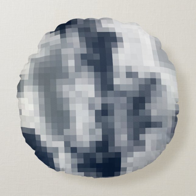 Pixelated Cloud Round Throw Pillow (Front)