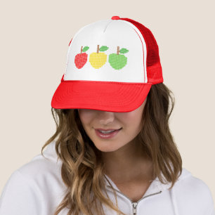 Pixelated colourful apples trucker hat