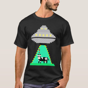 Pixelated Cow Abduction by UFOs AAV Aliens T-Shirt