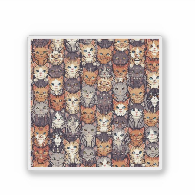 Pixelated Digital Colorful Cats (Front)