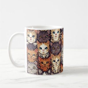 Pixelated Digital Colorful Cats Coffee Mug