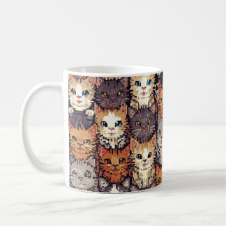 Pixelated Digital Colorful Cats Coffee Mug