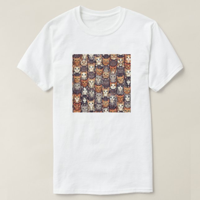 Pixelated Digital Colorful Cats T-Shirt (Design Front)