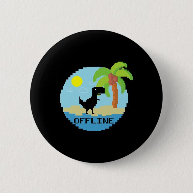 Pixelated Dinosaur Vacation Tech Enthusiasts Coder 6 Cm Round Badge (Front)
