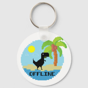 Pixelated Dinosaur Vacation Tech Enthusiasts Coder Key Ring