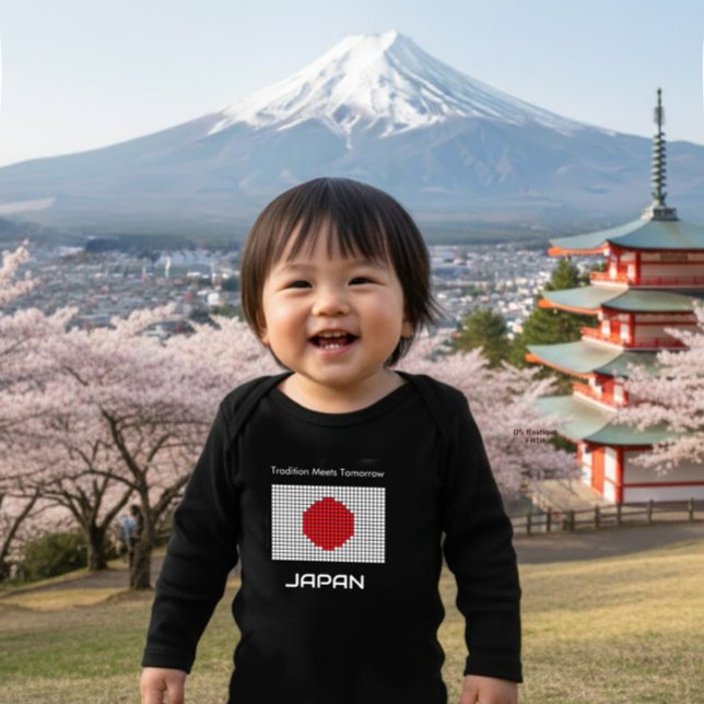 Pixelated flag of Japan Baby Bodysuit (Creator Uploaded)
