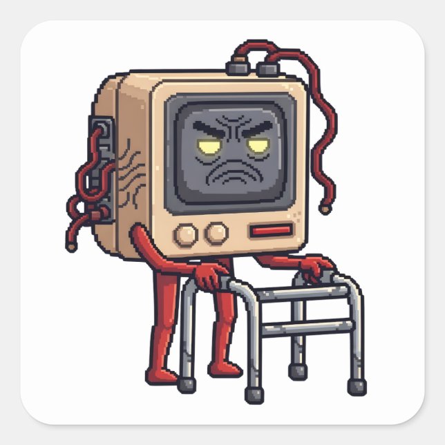 Pixelated Gamer Birthday Cake Kids Video Square Sticker (Front)