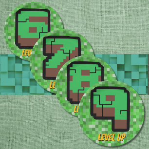 Pixelated Gamer Green Building Level Up 6 Paper Plate