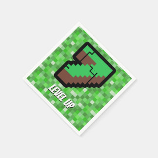 Pixelated Gamer Green Building Level Up 7 Napkin