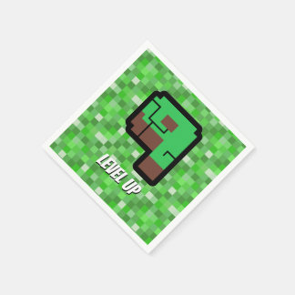 Pixelated Gamer Green Building Level Up 9 Napkin