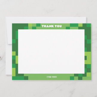 Pixelated Gamer Party Thank You Card