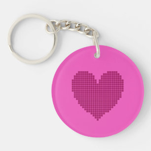 Pixelated heart key ring