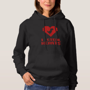 Pixelated I Steal Hearts T Rex Dinosaur Valentine  Hoodie