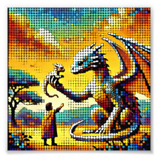 pixelated image of a dragon trainer photo print