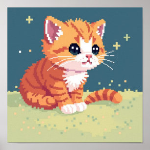 Pixelated Kitten Poster