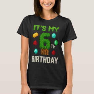 Pixelated Level 6 Birthday Gamer Kids Pixel Art De T-Shirt