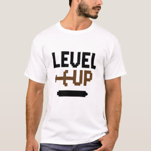 Pixelated Level Up text graphic T-Shirt design 