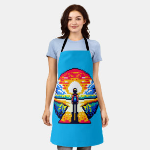 Pixelated Life’s Crossroads - 8-Bit Decision Path  Apron