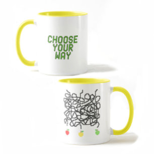Pixelated maze and apples mug