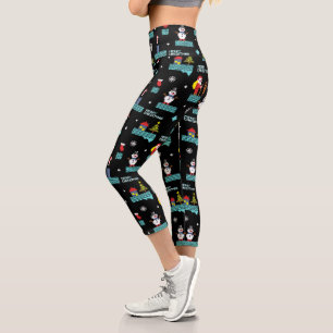Pixelated Merry Christmas Pattern - Retro Design Capri Leggings