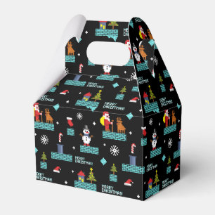 Pixelated Merry Christmas Pattern - Retro Design Favour Box