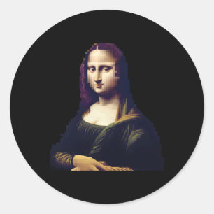 Pixelated Mona Lisa Digital Renaissance Remix Stic Classic Round Sticker