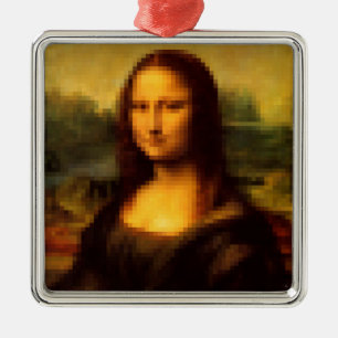 Pixelated Mona Lisa Metal Ornament