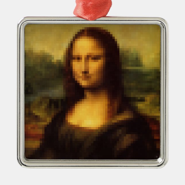 Pixelated Mona Lisa Metal Ornament (Front)