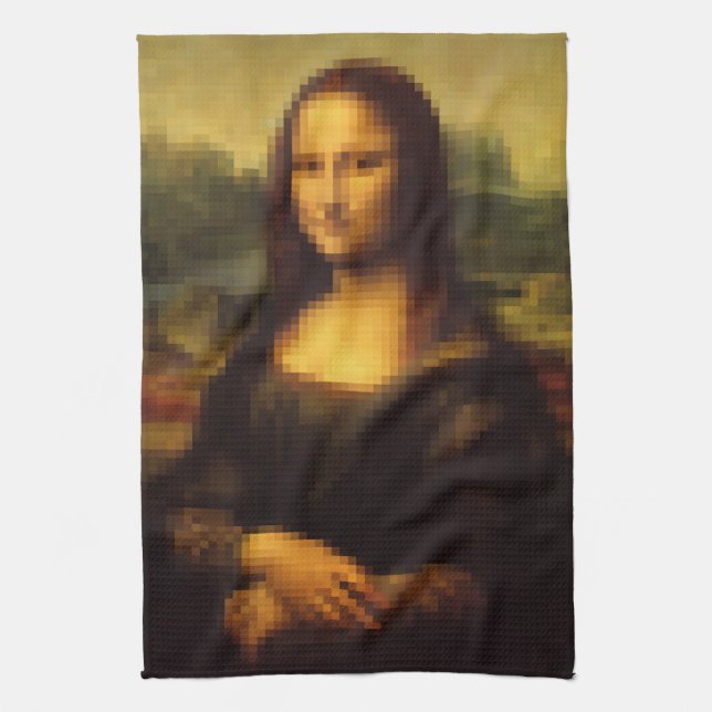 Pixelated Mona Lisa Tea Towel (Vertical)