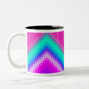 Pixelated Mountain Hot Pink Two-Tone Coffee Mug