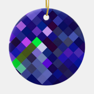 Pixelated Pattern - Indigo Ceramic Ornament