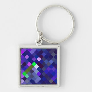 Pixelated Pattern - Indigo Key Ring