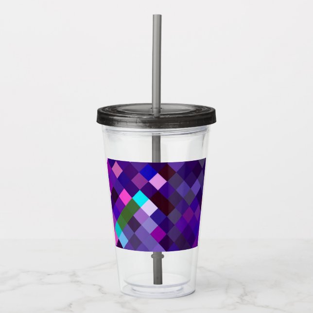 Pixelated Pattern - Purple Acrylic Tumbler (Front)