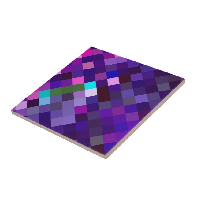 Pixelated Pattern - Purple Ceramic Tile (Side)
