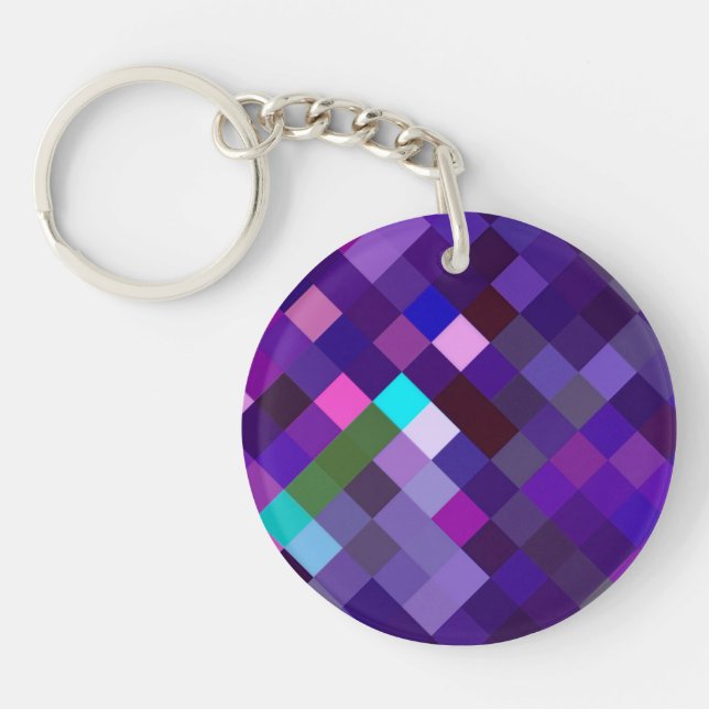 Pixelated Pattern - Purple Key Ring (Front)