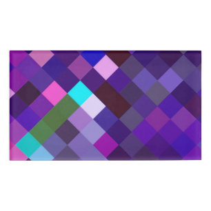 Pixelated Pattern - Purple Name Tag