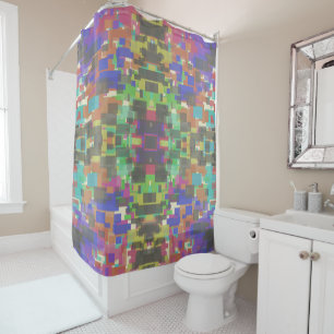 Pixelated Patterned Beyond Colors Of The Rainbow Shower Curtain