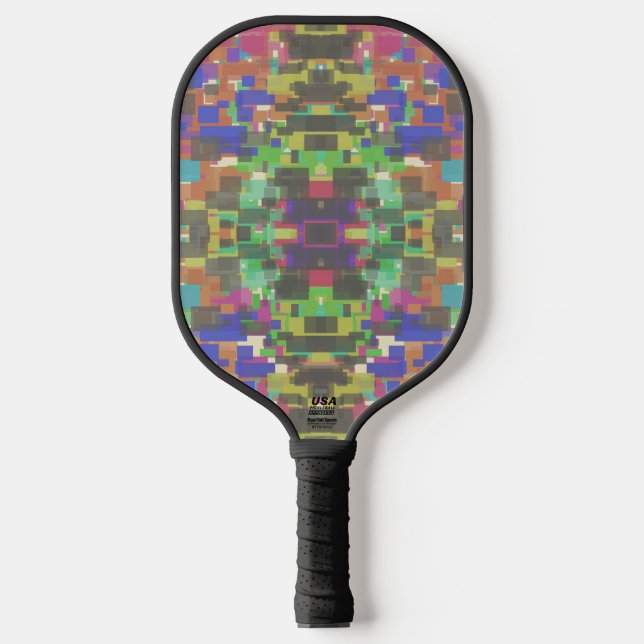 Pixelated Patterned Beyond Colours Of The Rainbow Pickleball Paddle (Front)