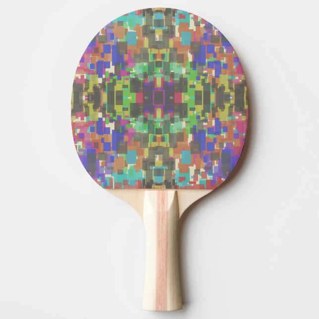 Pixelated Patterned Beyond Colours Of The Rainbow Ping Pong Paddle (Front)