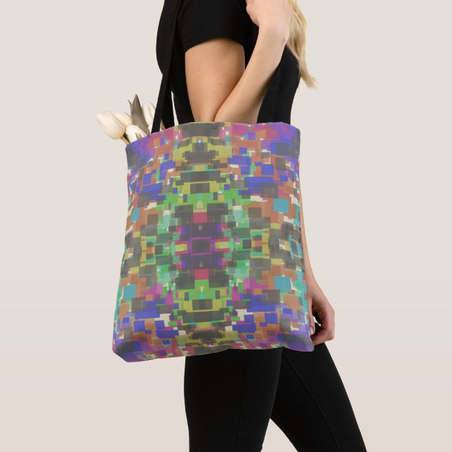 Pixelated Patterned Beyond Colours Of The Rainbow Tote Bag (Close Up)
