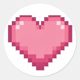 Pixelated Pink Heart Design Classic Round Sticker