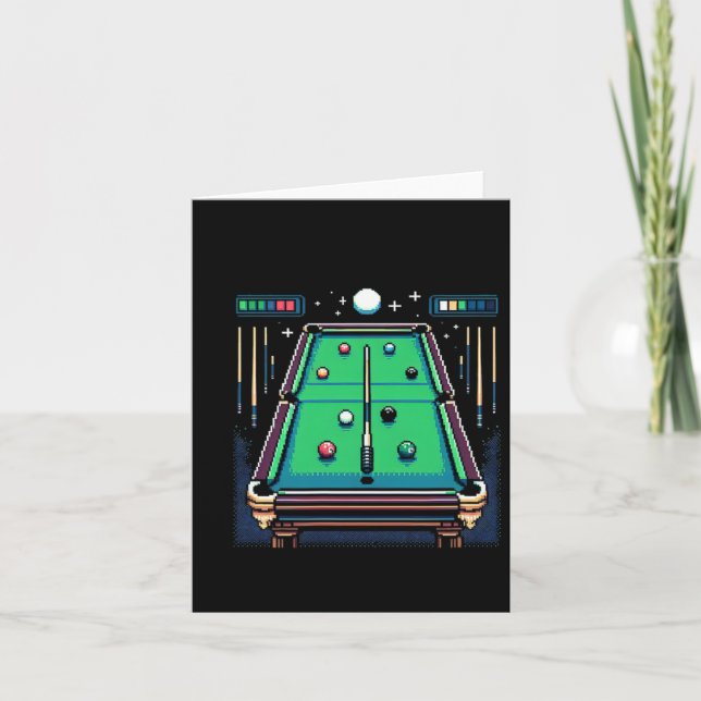 Pixelated Pot 8-bit Billiards  Card (Front)