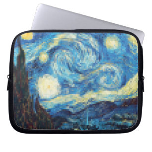 Pixelated Starry Night by Van Gogh Laptop Sleeve
